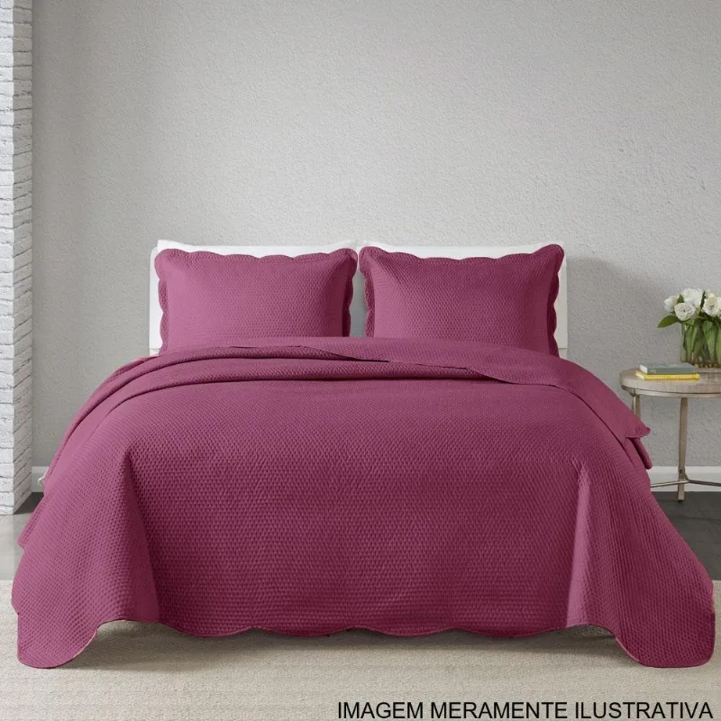 Kit Colcha Queen Corttex 3 Peças Milão Rosa Intenso (MP) - Corttex