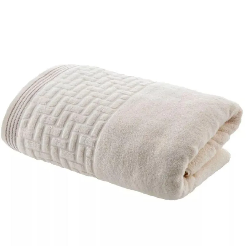 Toalha de Banho Geométrico Zero Twist Algodão Marfim Corttex - Corttex - Cama, Mesa E Banho