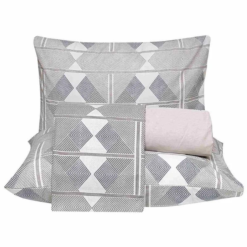 Jogo de Cama Casal Geométrico Corttex 701131 Attuale 4 peças - Corttex