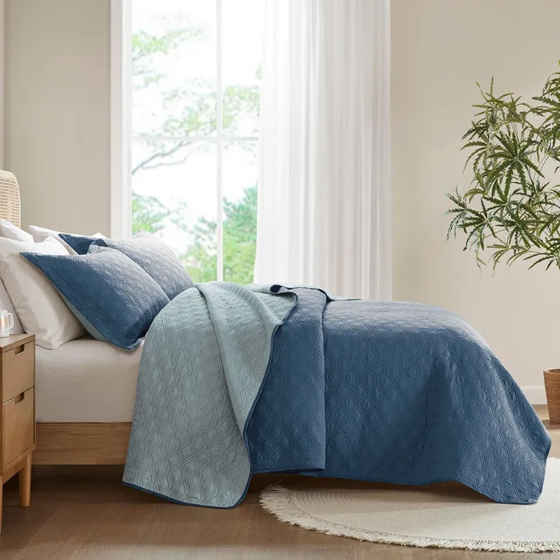 Kit Colcha Queen 3 Peças Corttex Duetto Azul (MP) - Corttex