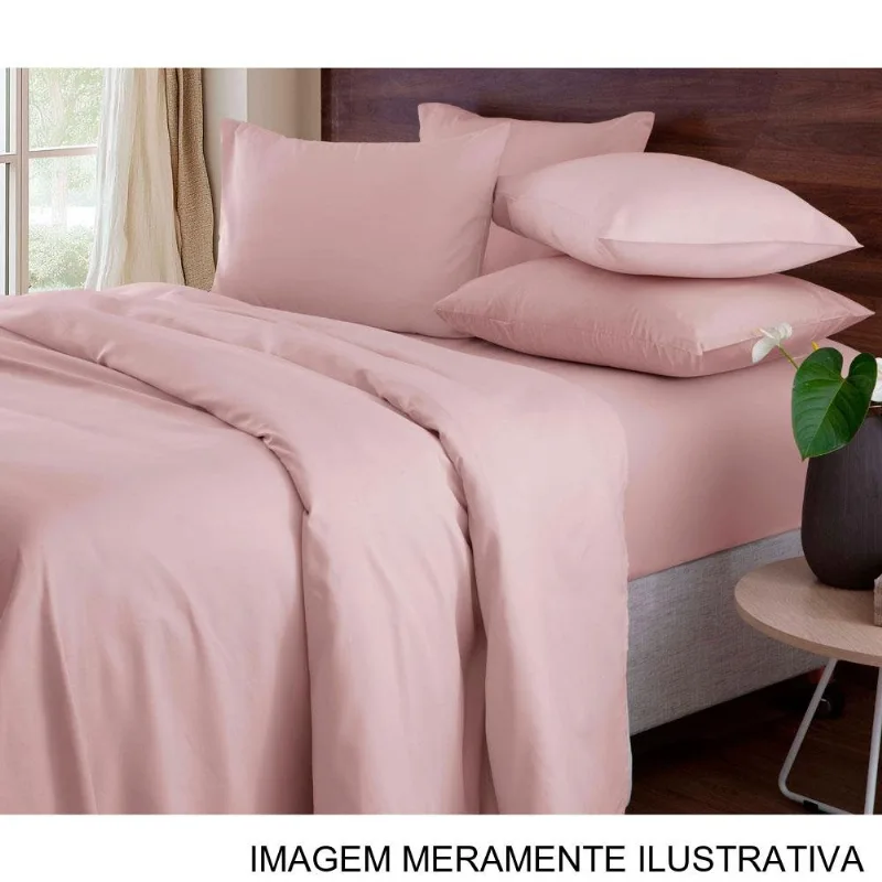 Jogo De Cama 4 Peças Casal Corttex Microtec 200 Fios Rosa (MP) - Corttex