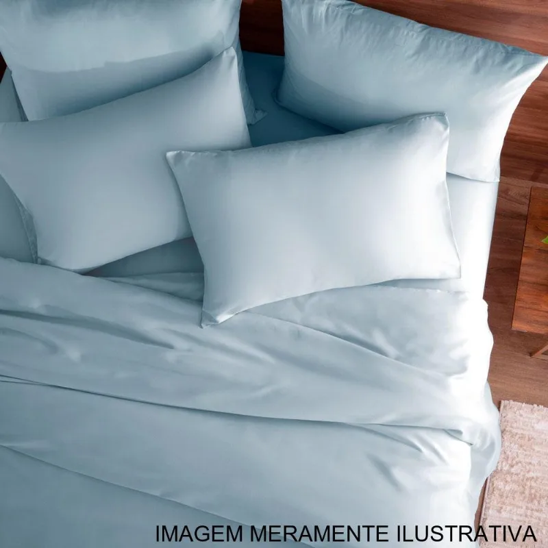 Jogo De Cama 4 Peças Casal Corttex Microtec 200 Fios Azul (MP) - Corttex