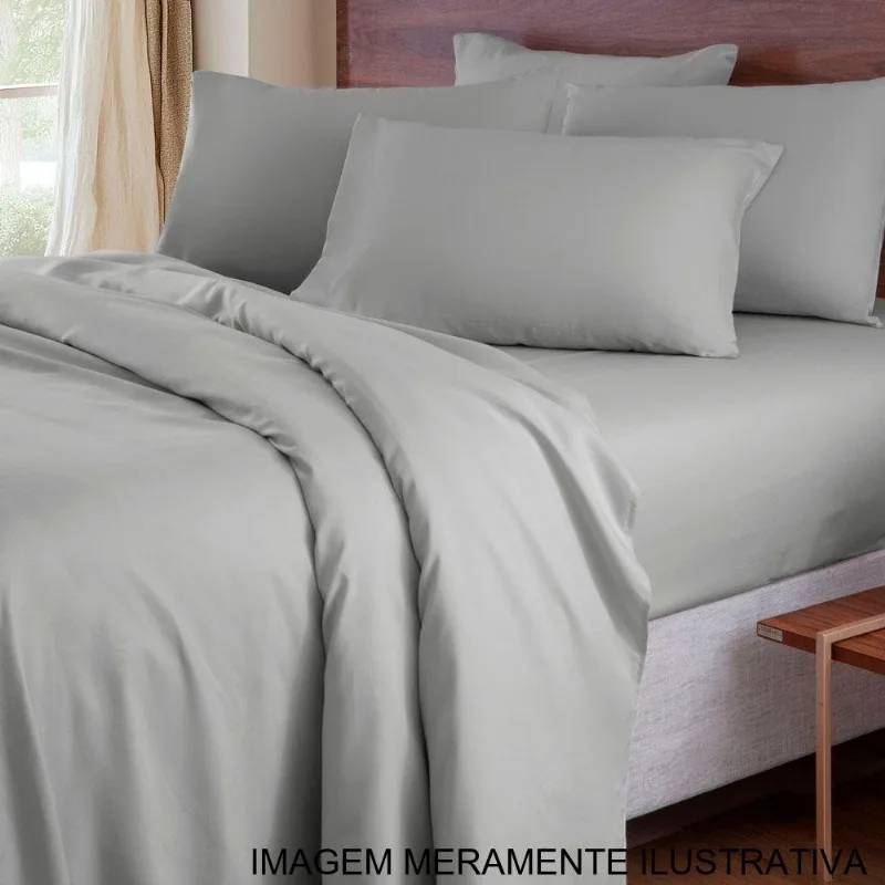 Jogo De Cama 4 Peças Casal Corttex Microtec 200 Fios Cinza (MP) - Corttex