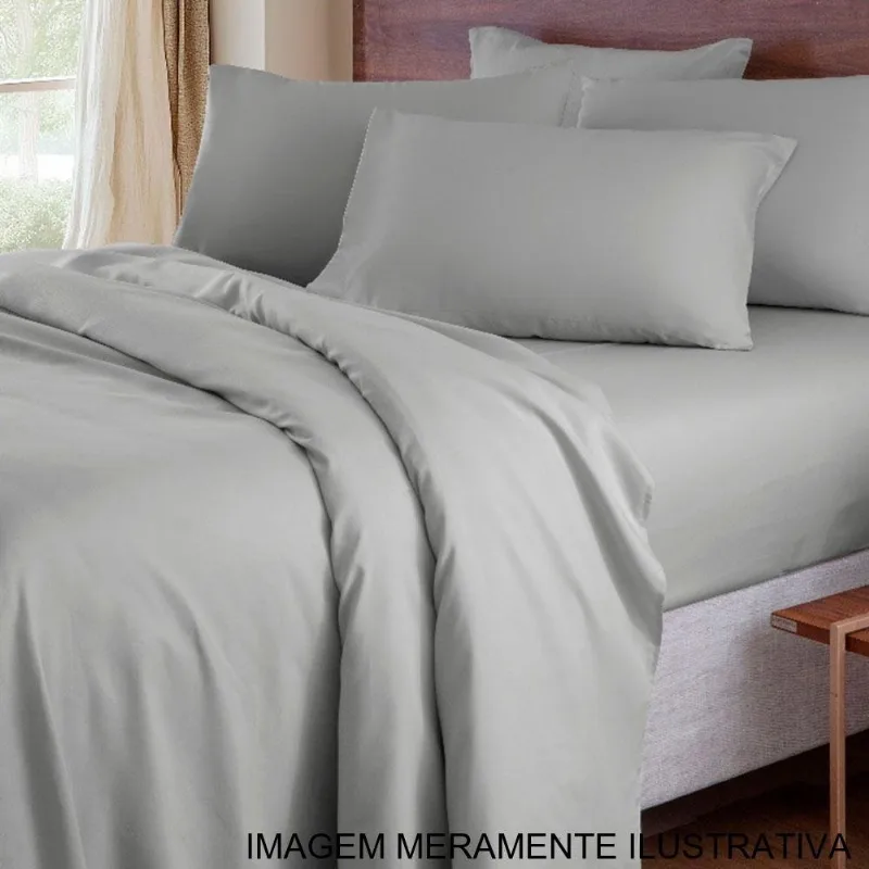 Jogo De Cama Queen 4 Peças Corttex Microtec 200 Fios Cinza (MP)