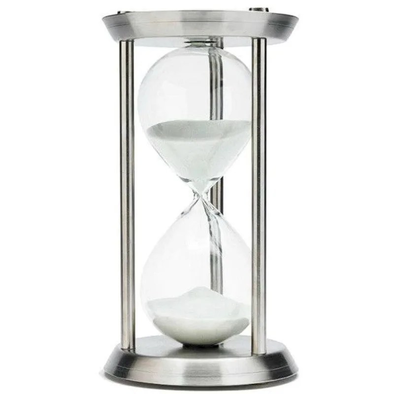 Ampulheta Em Metal Tamanho Grande Prata 32 Cm