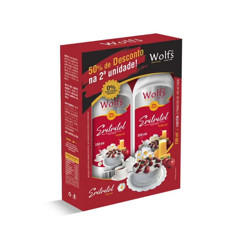 Adoçante Líquido Wolfs Eritritol 50% Desconto na 2a Unid 100ml Cada