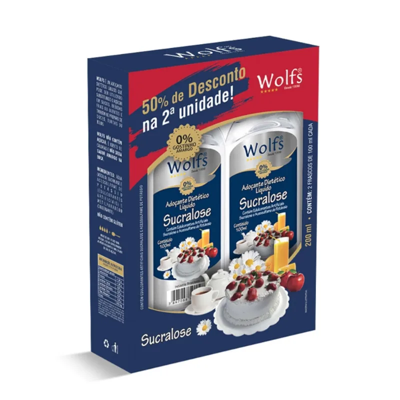 Adoçante Líquido Wolfs Sucralose 50% Desc na 2 Unid 100ml