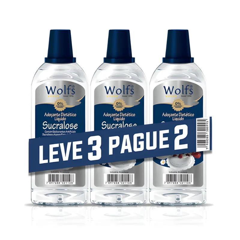 Adoçante Líquido Wolfs Sucralose Leve 3 Pague 2 100ml Cada