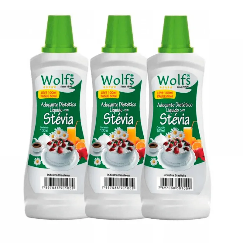 Adoçante Líquido Wolfs c/ Stévia Leve 3 Pague 2 100ml Cada