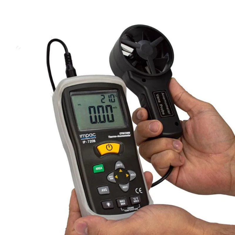 Anemômetro Térmico Com Fluxo De Ar Cfm/cmm Ip-720b Impac