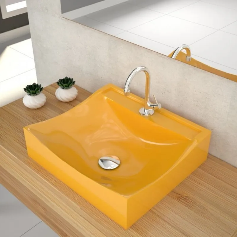Kit Cuba Q440 com Torneira 1198 Metal e Válvula Click 1 Pol. Sifão Cromado e Flexível Compace Amarelo