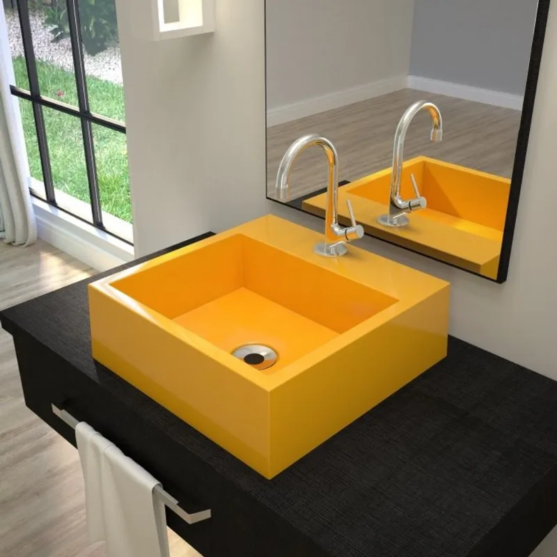 Kit Cuba Q395 com Torneira 1198 Metal e Válvula1 Pol. Sifão Cromado e Flexivel Compace Amarelo