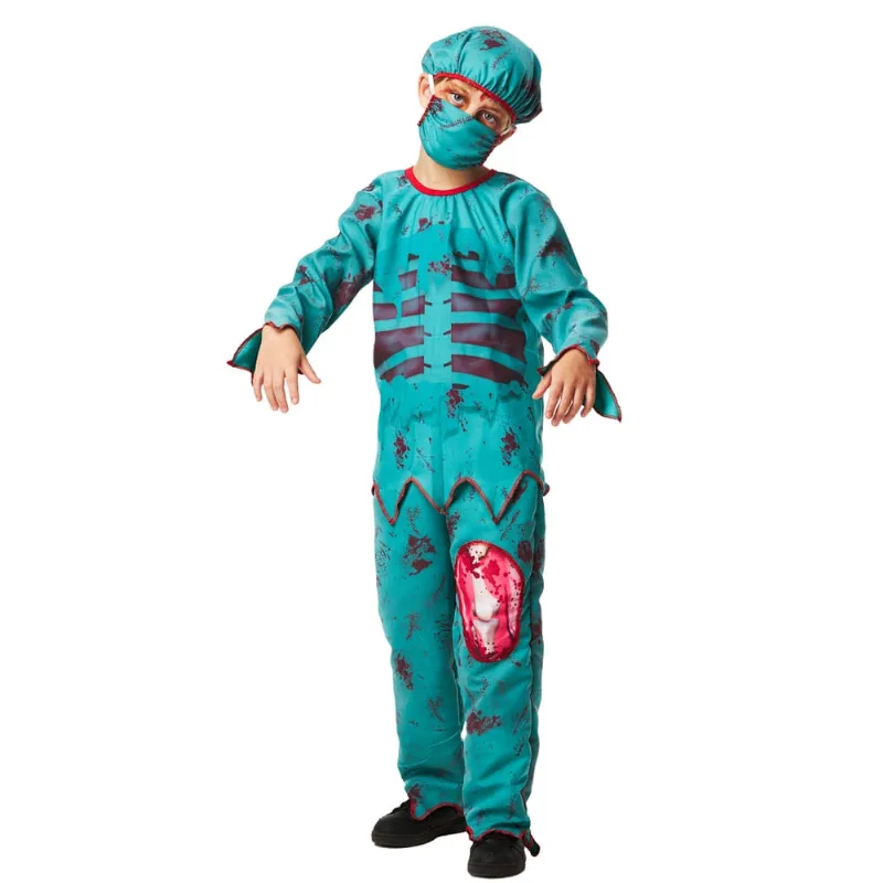 Fantasia Halloween Menino Cirurgião Zumbi Infantil Roupa Top