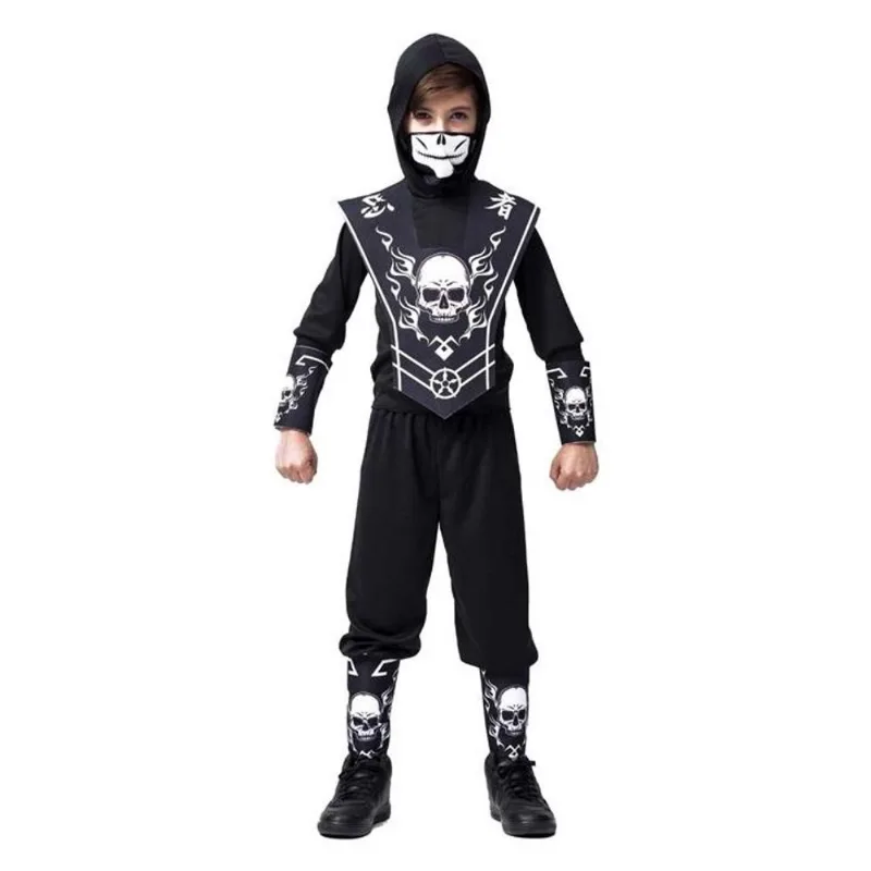 Fantasia de Halloween Ninja Sombrio Infantil Com Balaclava e Bracelete