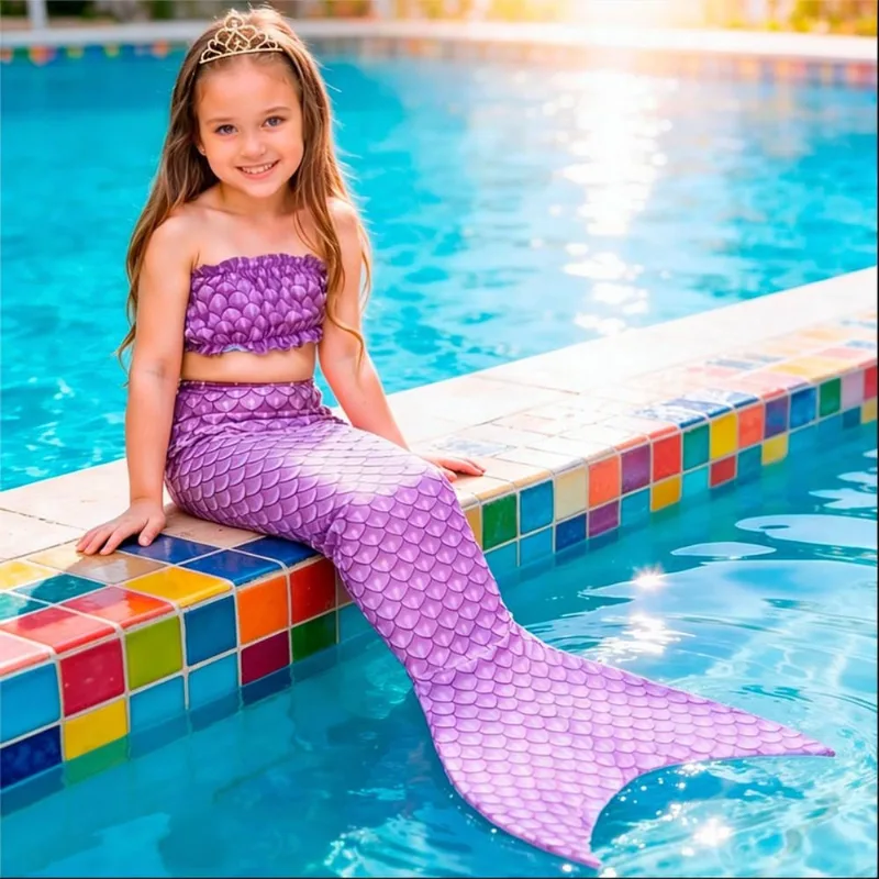 Fantasia Sereia Infantil Lilás com Nadadeira Cauda e Top Cor Exclusiva Fantasias Carol G / Lilás