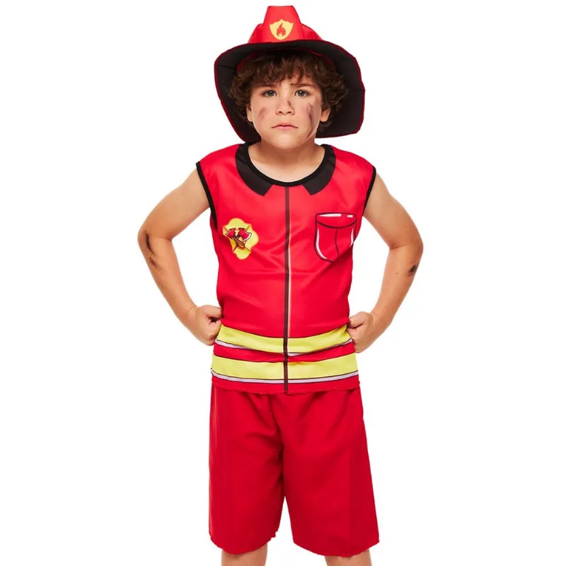 Fantasia Bombeiro Infantil Menino Roupa Carnaval Festa Pop