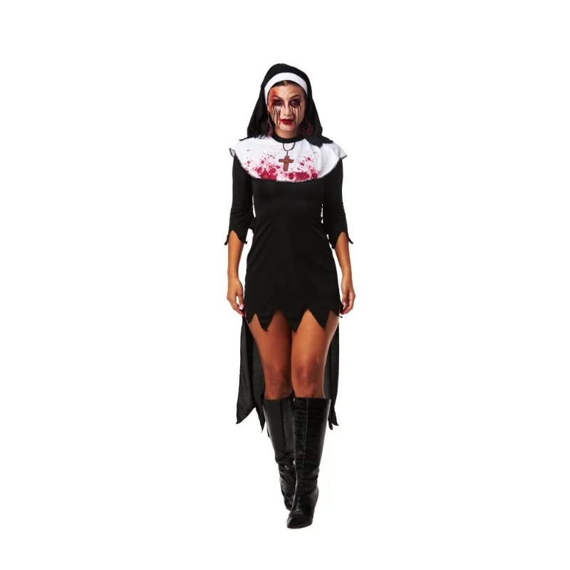 Cosplay fantasia halloween freira adulto tam: G 4573