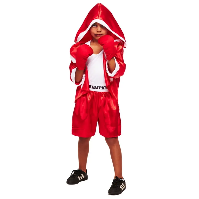 Fantasia Carnaval Menino Lutador Boxeador com Capa e Luvas
