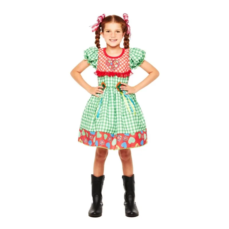 Vestido Infantil Festa Junina Quadrilha Menina Caipirinha Marinete P