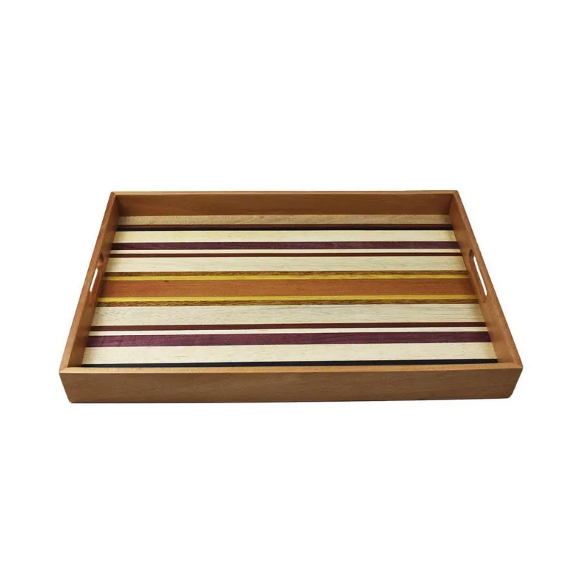 Bandeja De Madeira Maçica Marchetada Decorativa - 30x45cm