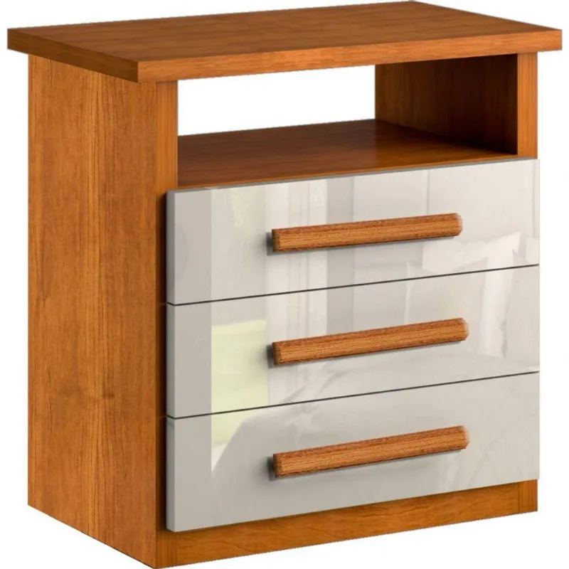 Mesa De Cabeceira 3 Gavetas Malibu-nature-off Bianchi