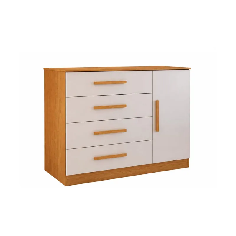 Cômoda Zeus Com 1 Porta E 4 Gavetas Com Puxador Em Mdf Envelopado Bianchi