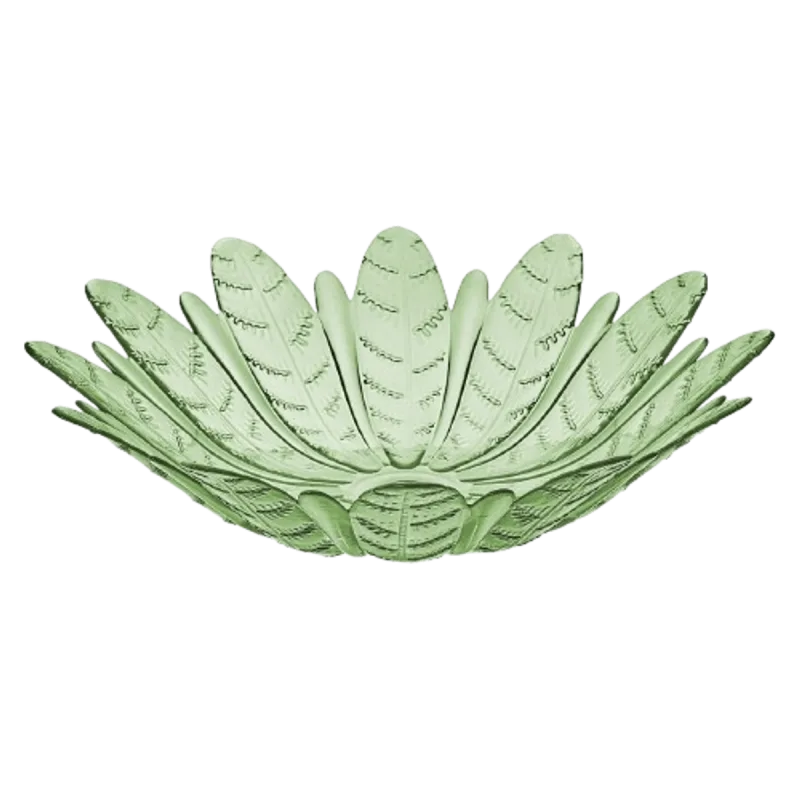 Centro De Mesa Fruteira Vitazza Folhas Vidro Translucido Verde 38cm - Vitazza