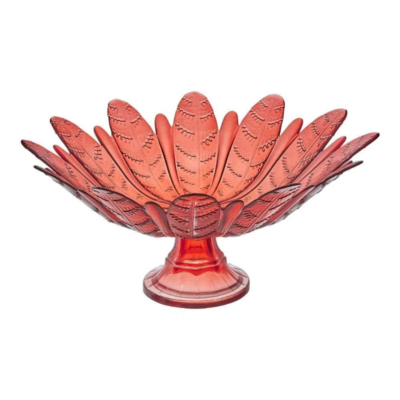Centro de Mesa com Pé Folhas Vermelho Vitazza - 39cm - Vitazza