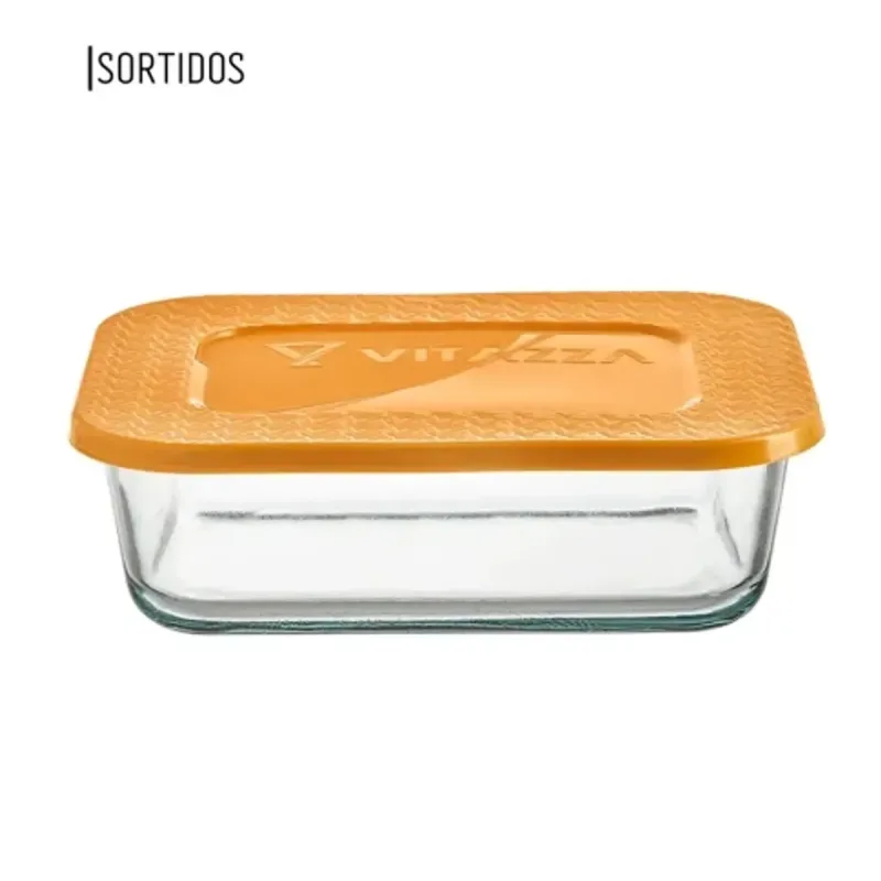 Pote Retangular de Vidro Vitazza com Tampa 1 Litros - Vitazza