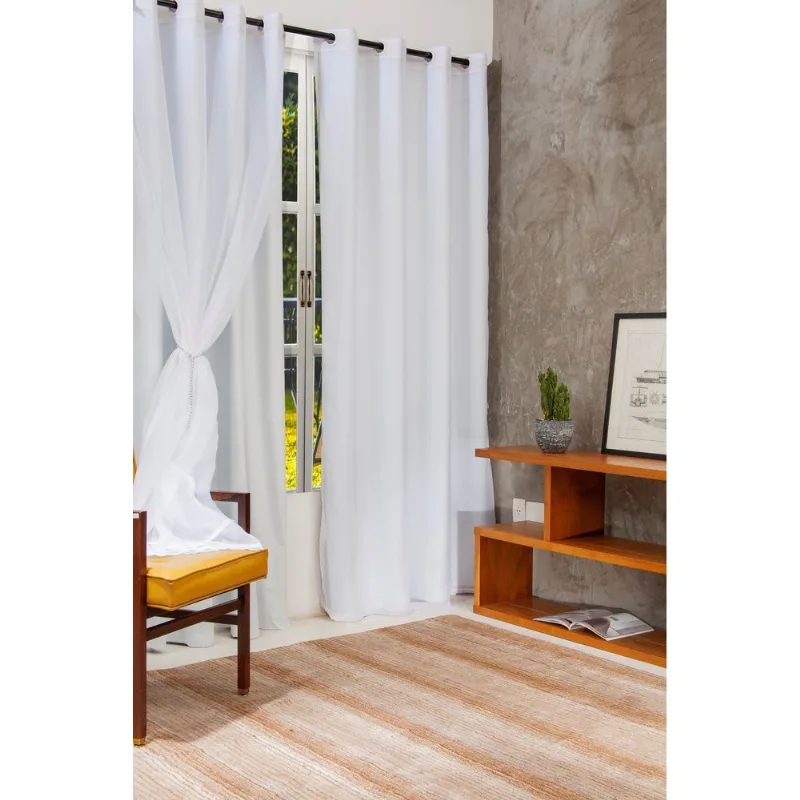 Cortina Marka Textil Lava Fácil Colors Duo Ilhos Branco 2,70x1,70m