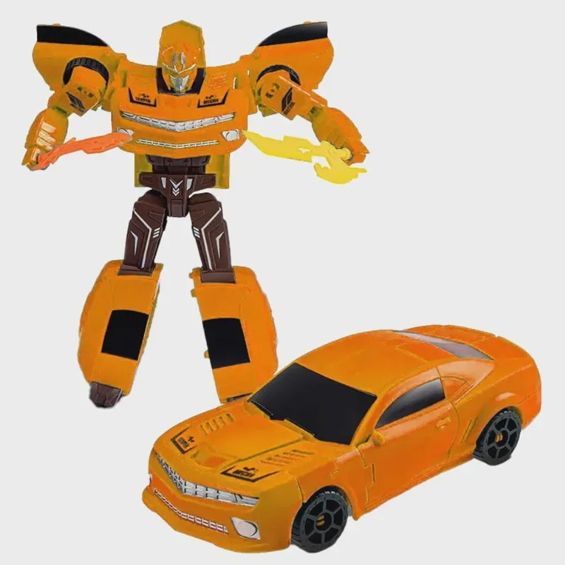 Boneco Robô Transforma em Carro 2 em 1 Robot Fighter Bots Laranja L015-77 - Dorémi