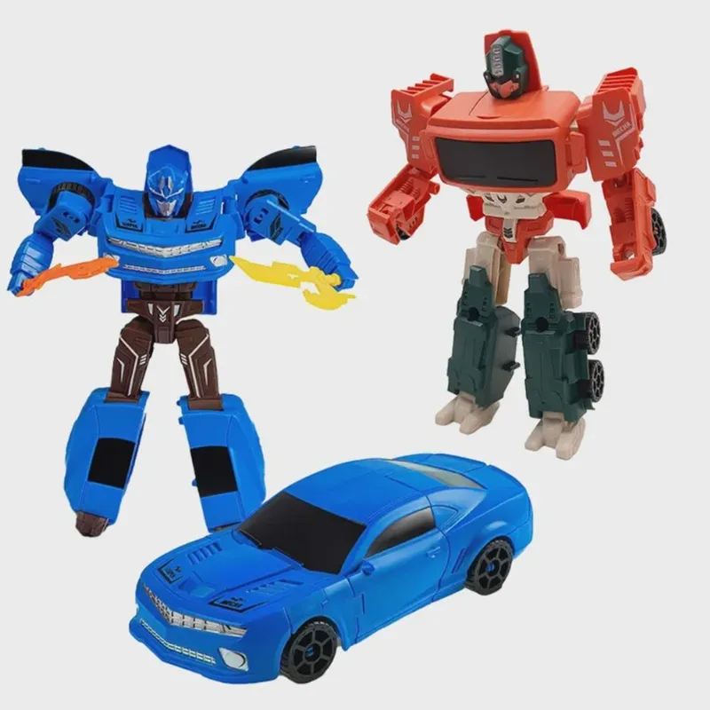 Kit 2 Bonecos Robô Transforma em Carro 2 em 1 Robot Fighter Bots L010-A40 - Dorémi