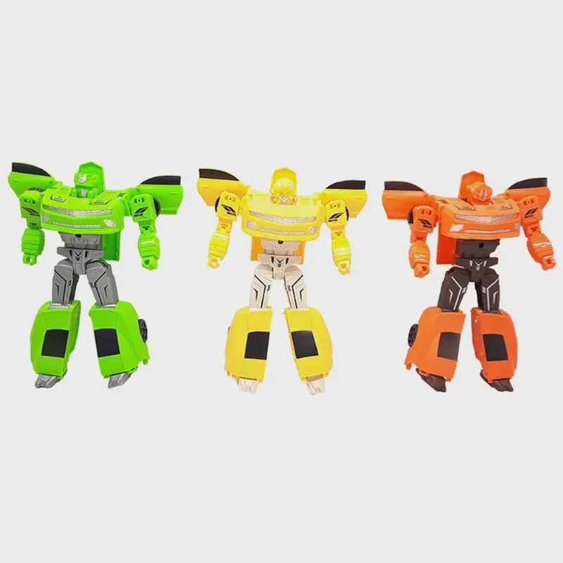 Kit 3 Bonecos Robôs Fighter Bots Transforma Veículo 20cm L010-A41 - Dorémi