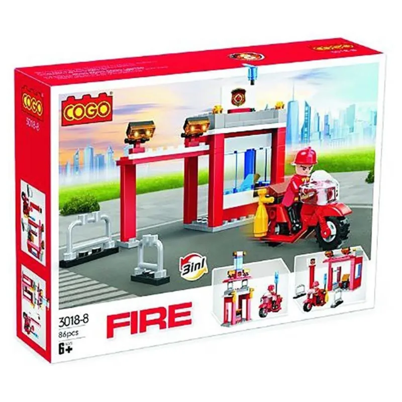 Blocos Montar Coleção Fogo Bombeiros 3 Em 1 86Pcs 3018-8