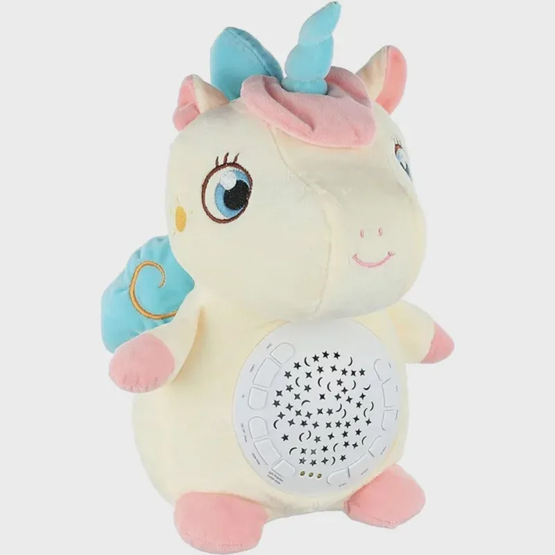Unicórnio de Pelúcia com Som Luz Música e Projetor FM666-31 - Dorémi