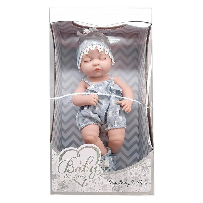 Boneca Bebê Realista Baby So Lovely Média 32Cm Roupa Azul