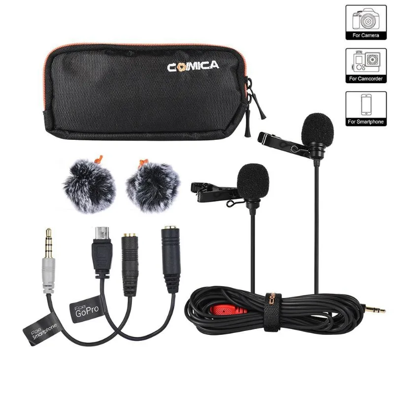 Kit De Microfone Lapela Profissional 6 Metros Duas Pessoas