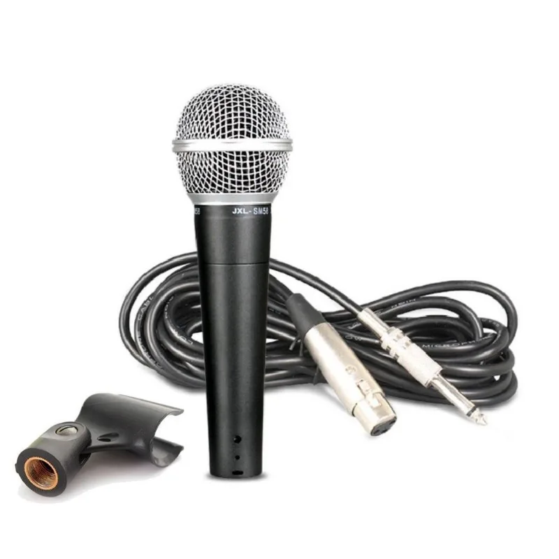 Kit Microfone Mão C/fio Vocal Dinâmico Aj Sm58,xlr,bag