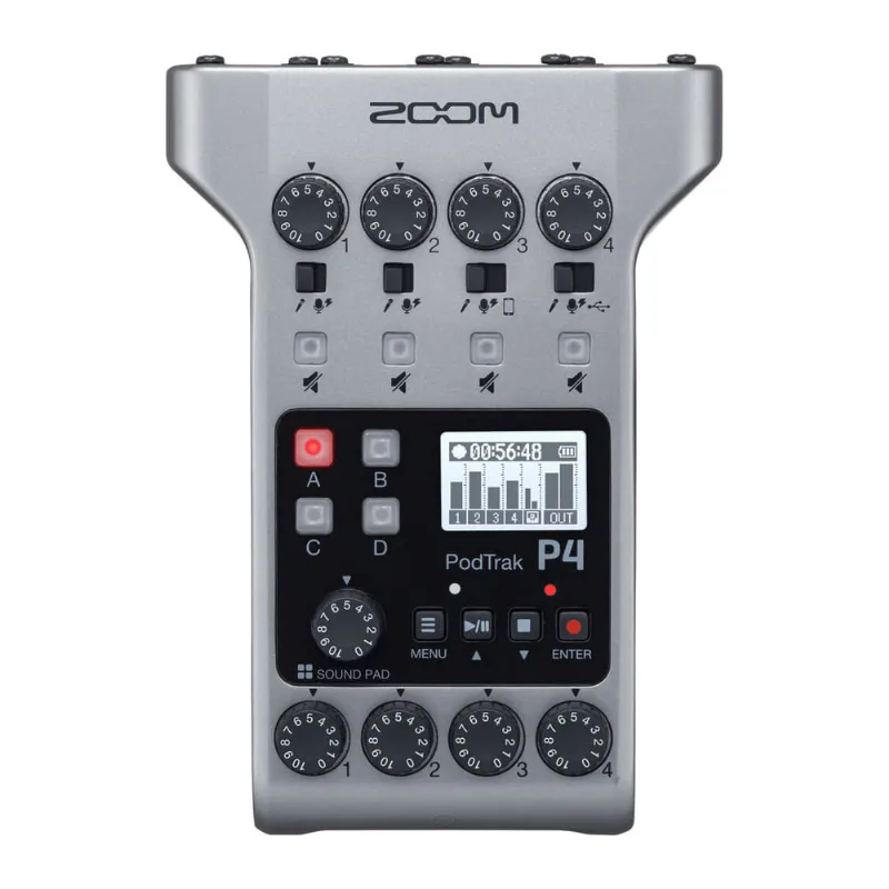 Gravador De Podcast Portátil Zoom Podtrak P4 Preto/cinza