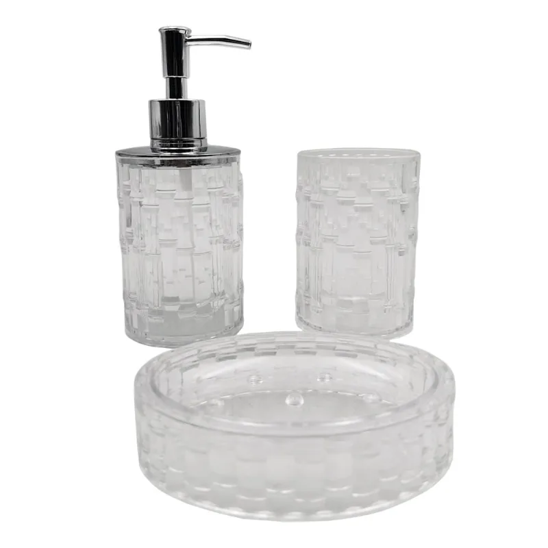 Jogo de Banheiro 3 Pcs Bamboo Transparente