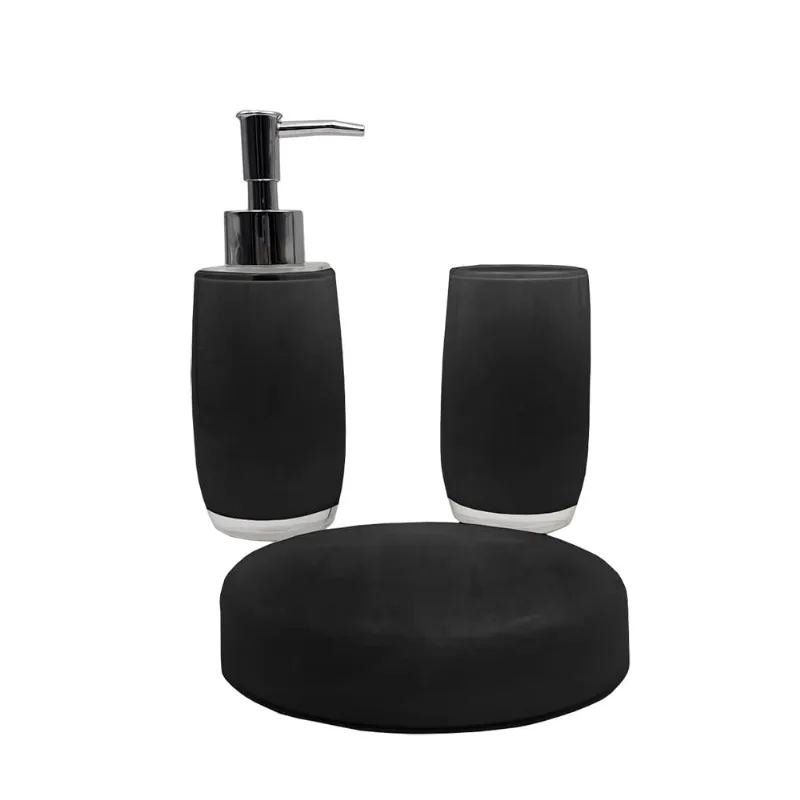 JOGO BANHEIRO 3PCS MICHELANGELO PRETO