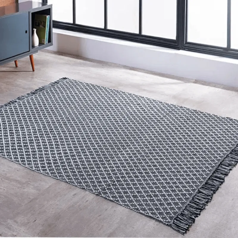 TAPETE KILIM ADALLI DUPLA FACE 0,60 X 1,80 PRETO/UNICO