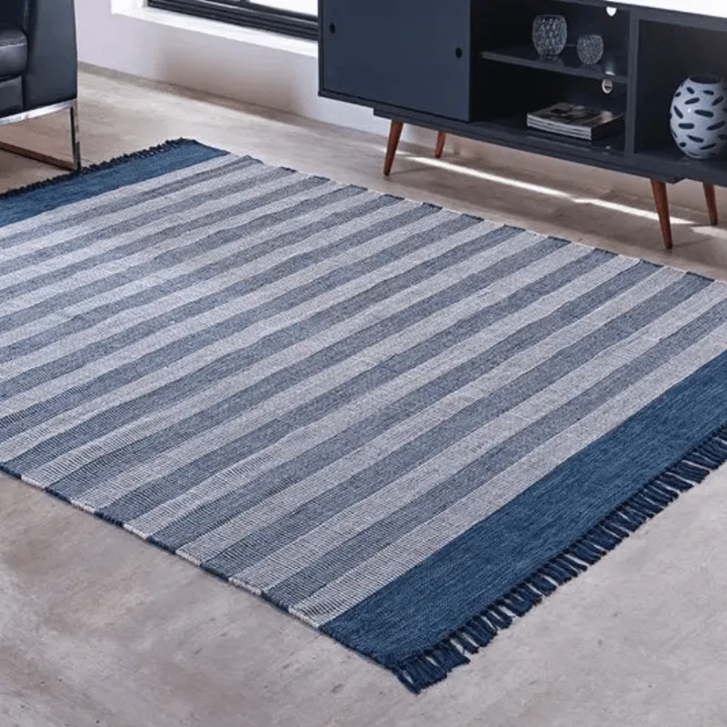 TAPETE KILIM MALLANI DUPLA FACE 0,60 X 1,80 AZUL/UNICO