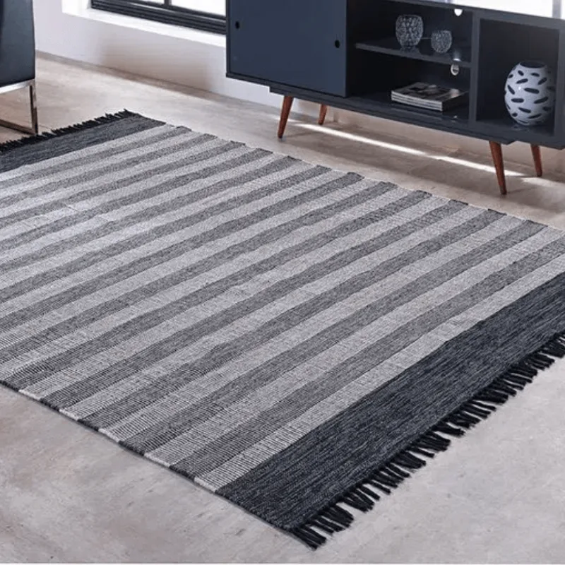TAPETE KILIM MALLANI DUPLA FACE 2,00 X 3,00 PRETO/UNICO