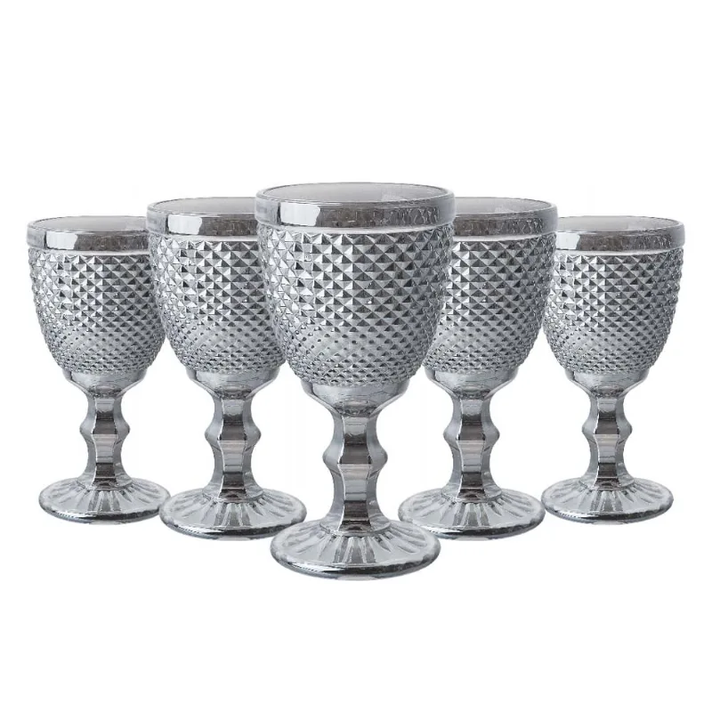 JOGO TACA VIDRO BICO DE JACA 6PCS X 330ML PRATA
