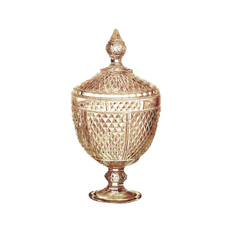 POTICHE VIDRO BICO DE ABACAXI M 15X28CM AMBAR