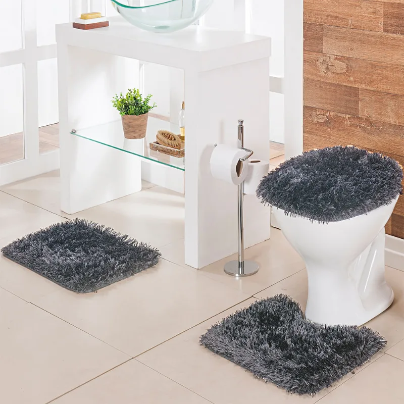 JOGO DE BANHEIRO 3PCS CONGO CINZA