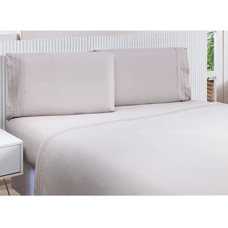 JOGO DE CAMA PERCAL SOFT 300 MIX CASAL PRATA/UNICO