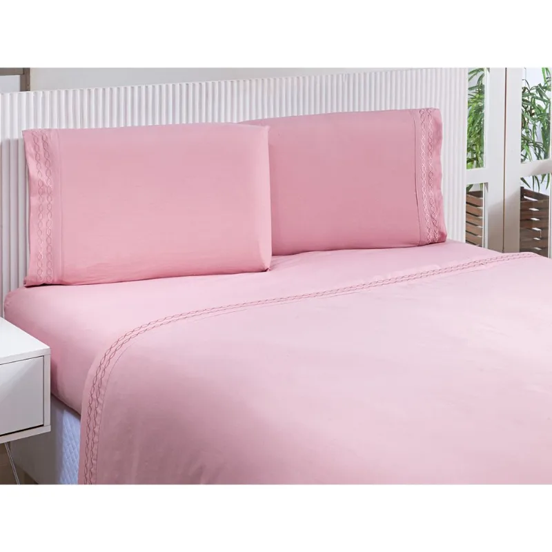 JOGO DE CAMA PERCAL SOFT 300 MIX QUEEN ROSE/UNICO