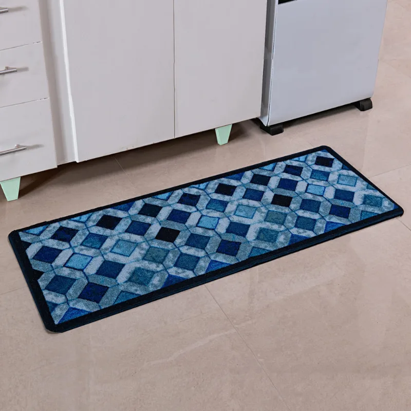 TAPETE BOUCLE GEOMETRICO 0,45 X 1,20 AZUL